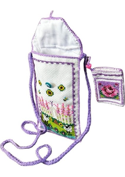 8657 El Yapımı Doğa Temalı Kanaviçe Mini Çapraz Çanta modelleri