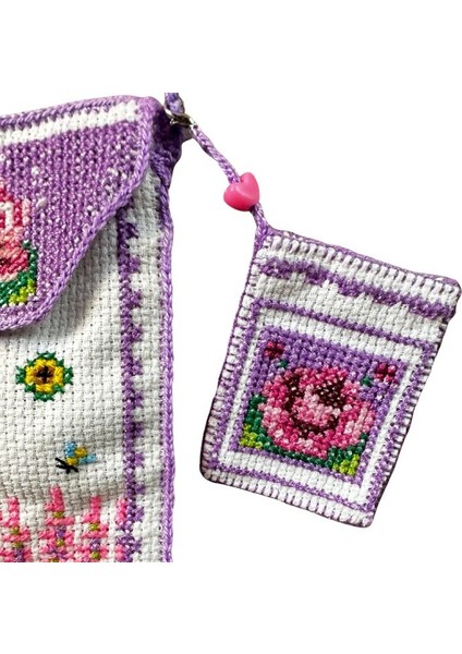 8657 El Yapımı Doğa Temalı Kanaviçe Mini Çapraz Çanta fırsatları