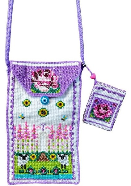 8657 El Yapımı Doğa Temalı Kanaviçe Mini Çapraz Çanta indirimleri