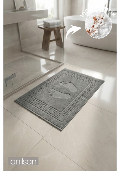 Antrasit Greek Ayak Havlusu - 50X70 Cm, 245 Gr, %100 Pamuk, Spa ve Otel Banyo Paspası, Günlük Kullanıma Uygun