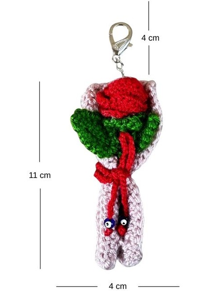 9449 El Yapımı Gül Temalı Örgü Mini Anahtarlık fiyatları
