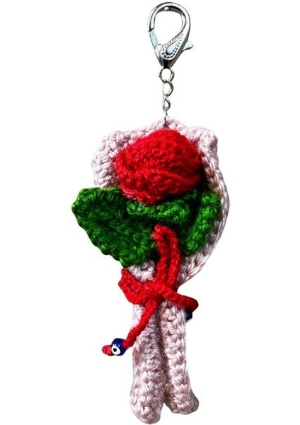 9449 El Yapımı Gül Temalı Örgü Mini Anahtarlık modelleri