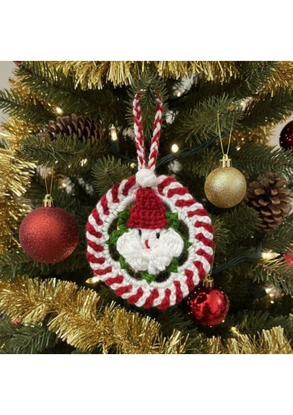 3412 El Yapımı Noel Baba Figürlü Örgü Yılbaşı Süsü