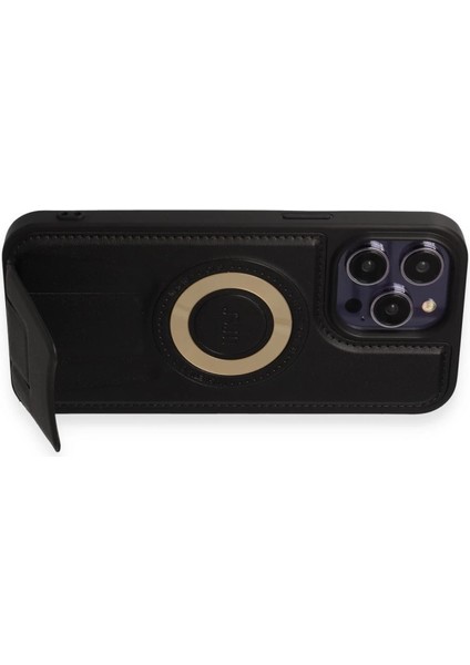 Apple iPhone 13 Pro Max Kılıf Merkür Magneticsafe Standlı Kapak - Siyah modelleri