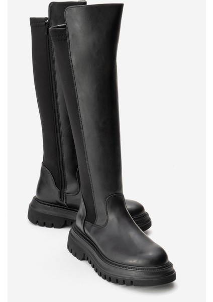 SHADOW Siyah Streç Detaylı Kadın Çizme