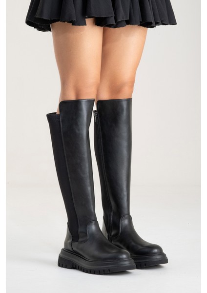 SHADOW Siyah Streç Detaylı Kadın Çizme fiyatları