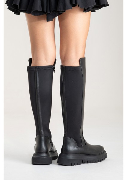 SHADOW Siyah Streç Detaylı Kadın Çizme fırsatları