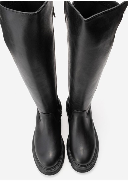SHADOW Siyah Streç Detaylı Kadın Çizme