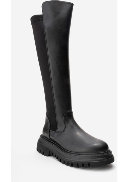SHADOW Siyah Streç Detaylı Kadın Çizme