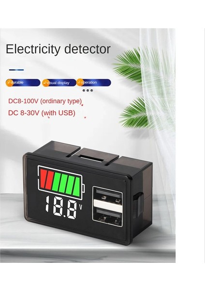 Pil Şarj Seviyesi Göstergesi Lityum Pil Kapasite Ölçer Test Ekranı LED Test Cihazı Usb+Tip-C Dc 8-30V (Yurt Dışından) modelleri
