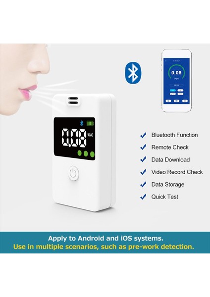 Breathalyzer Bluetooth Bağlantı ile Sınıf Doğruluk-Alkol Test Cihazı Kişisel Ev Için Dijital Mavi LCD Ekran (Yurt Dışından) fiyatları