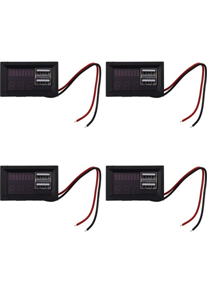 4x Kırmızı LED Dijital Ekran Voltmetre Voltaj Metre Volt Test Cihaz Paneli Dc 12V Araçları USB 5V2A Çıkış 12 6V Pil (Yurt Dışından)