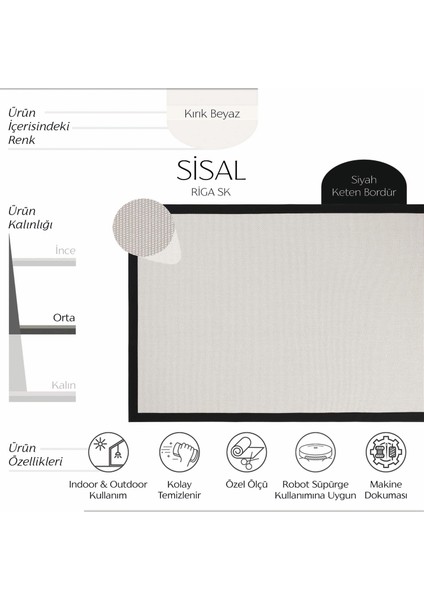 Cool Halı Riga Kırık Beyaz Sisal Halı Hasır Dokulu Leke Tutmaz Kolay Temizlenen Oda Oturma Odası Salon Halısı fiyatları