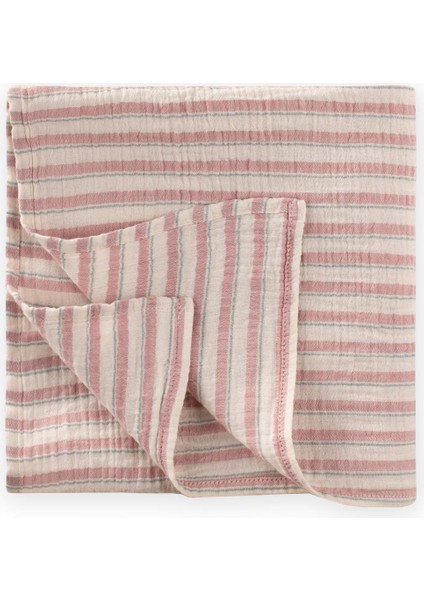 Naturel Battaniye 90X100CM Gül Kurusu Çizgili