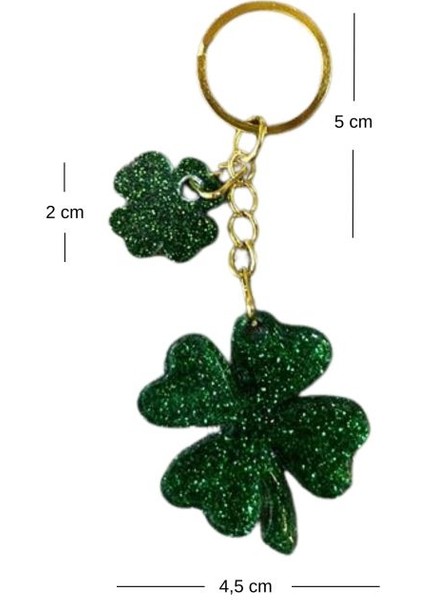 9090 El Yapımı Simli Çift Yonca Model Epoksi Anahtarlık / 4.5 cm fiyatları