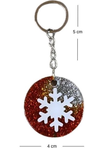 3090 El Yapımı Simli Kar Tanesi Temalı Epoksi Anahtarlık / 4 cm fiyatları