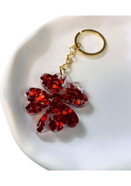 1745 El Yapımı Pullu Yonca Model Epoksi Anahtarlık / 4.5 cm fırsatları