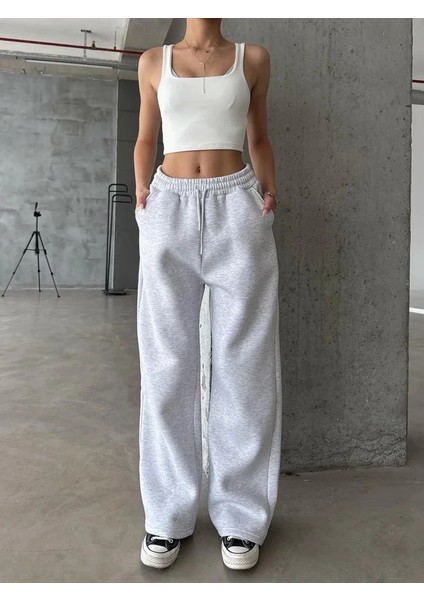 3 Iplik Şardonlu Oversize Eşofman Gri