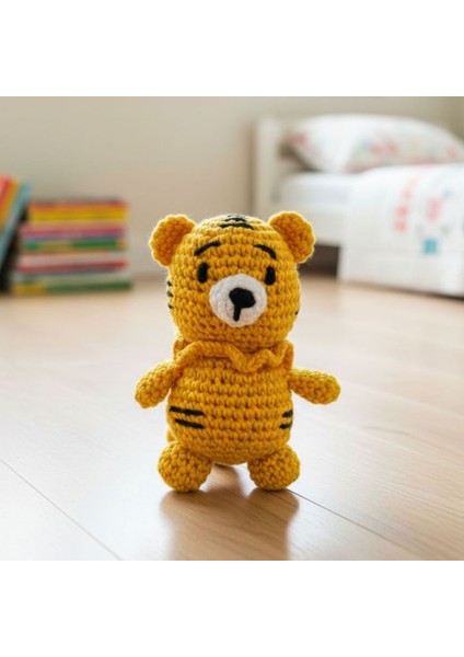 El Örgüsü Amigurumi Oyuncak Kaplan - 11 cm / 7 cm