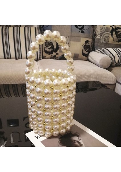 Mini Süs Inci Çanta Gold Boncuklu Silindir Model modelleri