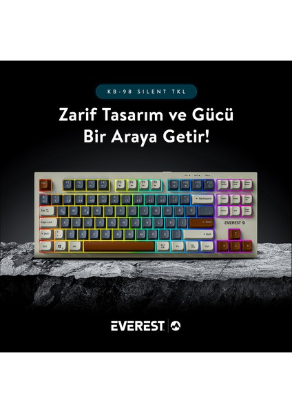Sılent Tkl Ultra Sessiz Rainbow Q Türkçe Klavye Membrane Oyuncu Klavyesi Beyaz/gri/kahve