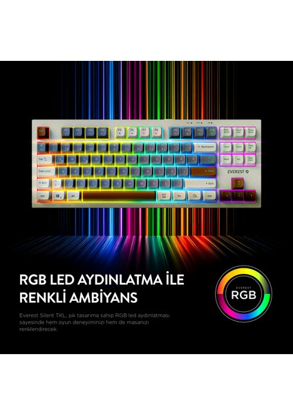 Sılent Tkl Ultra Sessiz Rainbow Q Türkçe Klavye Membrane Oyuncu Klavyesi Beyaz/gri/kahve fiyatları