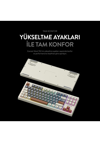 Sılent Tkl Ultra Sessiz Rainbow Q Türkçe Klavye Membrane Oyuncu Klavyesi Beyaz/gri/kahve indirimleri