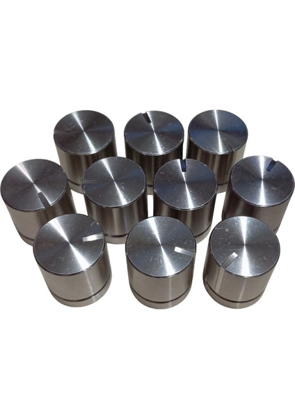 10 Adet Alüminyum Ses Kontrol Gümüş Pot Başlığı 20X22MM 6mm D Tip Mile Uygun