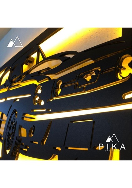 Mustang LED Işıklı Tablo - Ahşap Duvar Dekorasyonu fırsatları