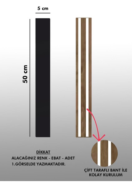 Siyah Duvar Çıtası 1 Paket (100 Adet) 50 x 5 cm Dekoratif Şerit Duvar Çıtası Boyanabilir Mdf modelleri
