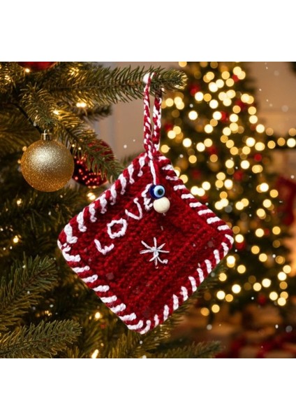 9070 El Yapımı Love Temalı Mini Yılbaşı Kesesi Ağaç Süsü
