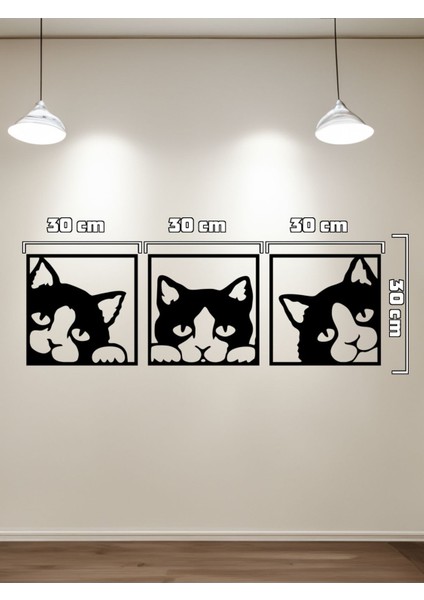 Ahşap Duvar Süsü Tablo 3 Kedi fiyatları