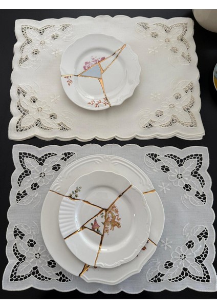 White Flowers Beyaz Iş Amerikan Servis 6 Kişillik fırsatları