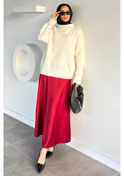 Bel Lastikli Saten Tesettür Etek P-00019680 fiyatları