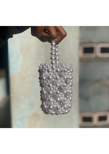 Özel Desenli Tasarım Silindir Inci Çanta