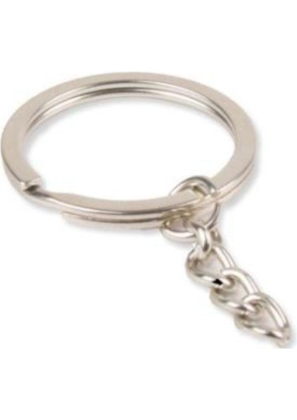 Anahtarlık Halkası Zincirli Metal 5 cm Gümüş Pakette 50 Adet