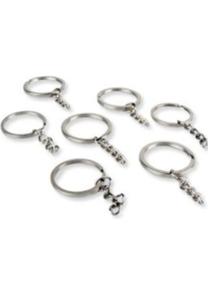 Anahtarlık Halkası Zincirli Metal 5 cm Gümüş Pakette 50 Adet fiyatları