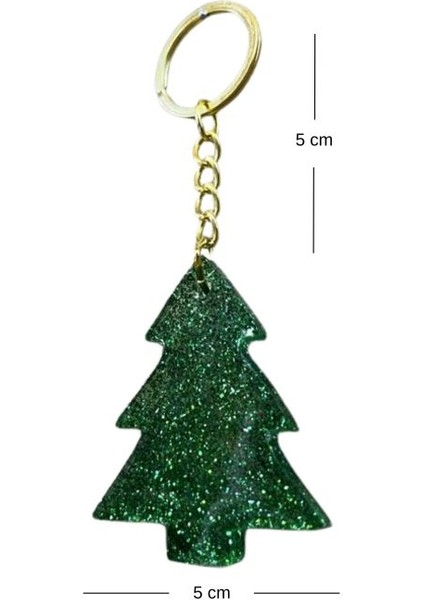 2411 El Yapımı Yeşil Çam Ağacı Temalı Epoksi Anahtarlık / 5 cm fiyatları
