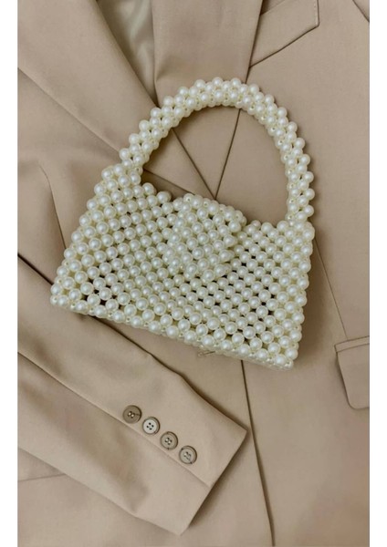 Orta Boy Kalın Saplı Inci Çanta