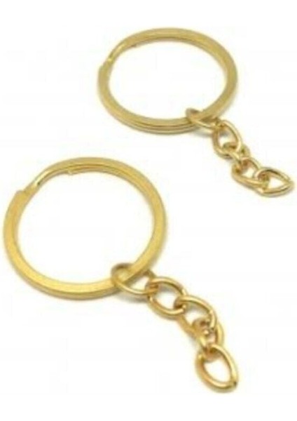 50 Adet Toptan Fiyatına Zincirli Anahtarlık Halkası ve Takı Kancası 1.kalite Gold Renk
