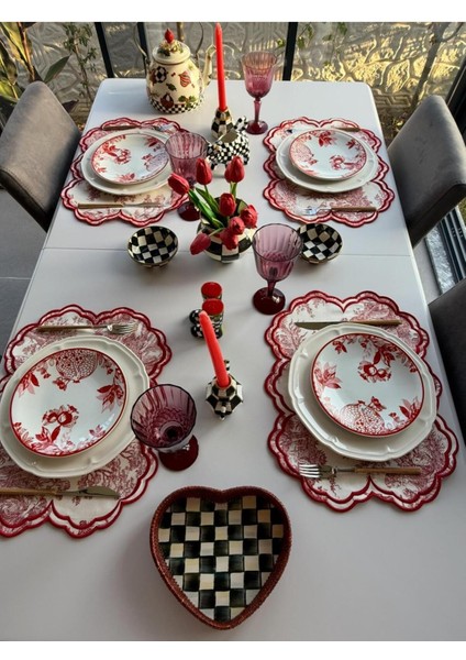 French Model Kırmızı Amerikan Servis 1 Adet