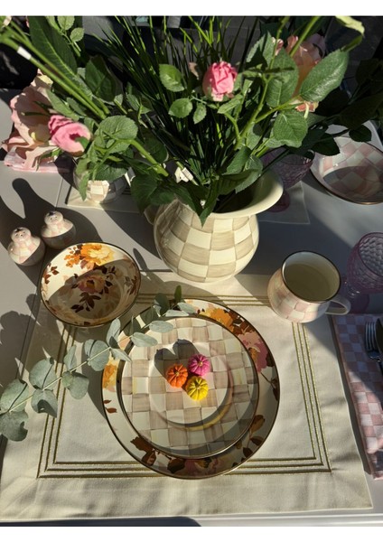 Brillant Serisi - Gold Çerçeveli Amerikan ve Peçetesi 2 Kişilik