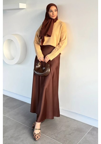 Bel Lastikli Saten Tesettür Etek P-00019680 fiyatları