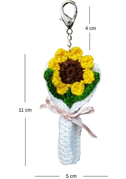 7906 El Yapımı Ayçiçeği Temalı Örgü Mini Anahtarlık fiyatları