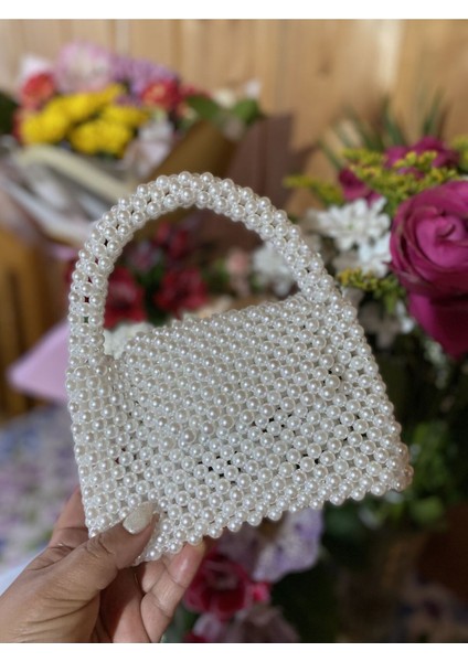 El Yapımı Orta Boy Inci Çanta