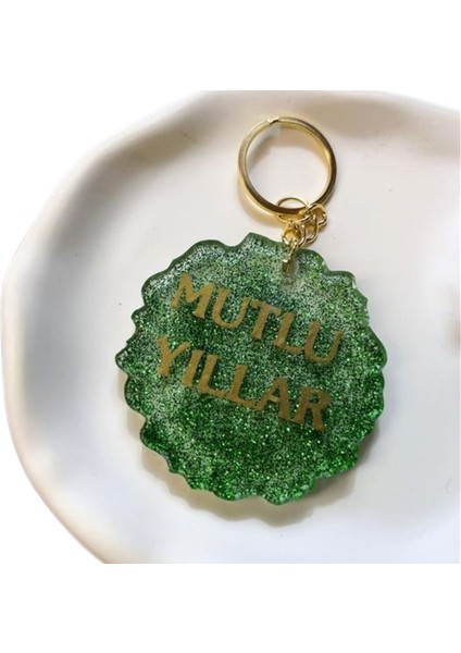 6517 El Yapımı Epoksi Mutlu Yıllar Temalı Anahtarlık / 5.5 cm indirimleri