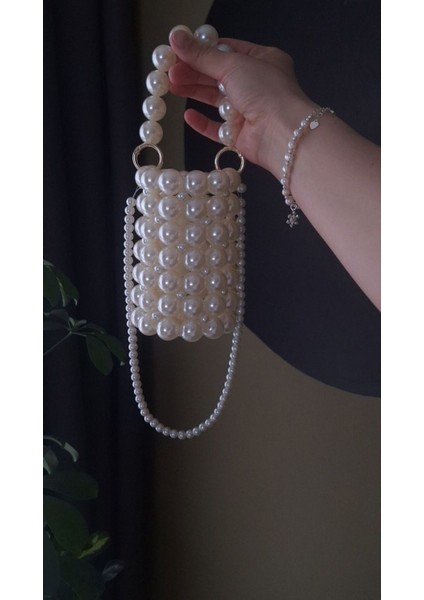 Şık Silindir Inci Çanta