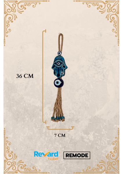 Nazar Boncuklu Seramik Fatma Ana Eli Figürlü El Yapımı Dekoratif Duvar Süsü Eşyası 7X36 cm fırsatları