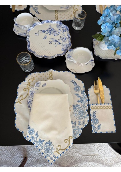 Royale Amerikan Servis Peçete ve Çatal Kılıfı 3 Lü Set ( 2 Kişilik )