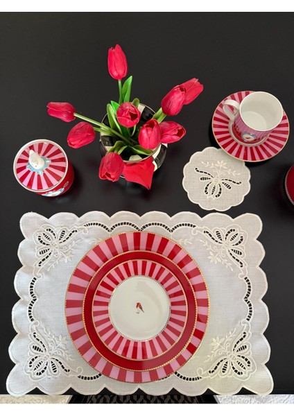 Silk Cocoon Beyaz Iş Amerikan Servis 6 Kişilik